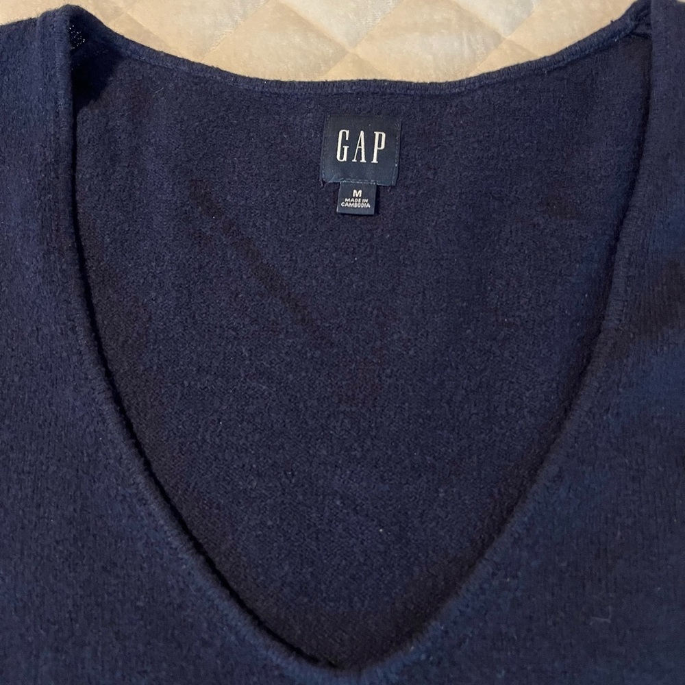 GAP Cashmere Sweater Dress Deep Blue V-Neck Pullover